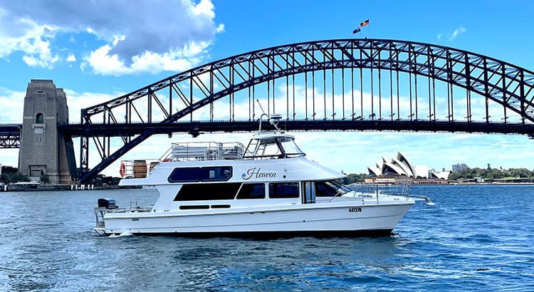 Experience the harbour in all its glory from a Vivid Sydney catamaran cruise on ‘Heaven’.